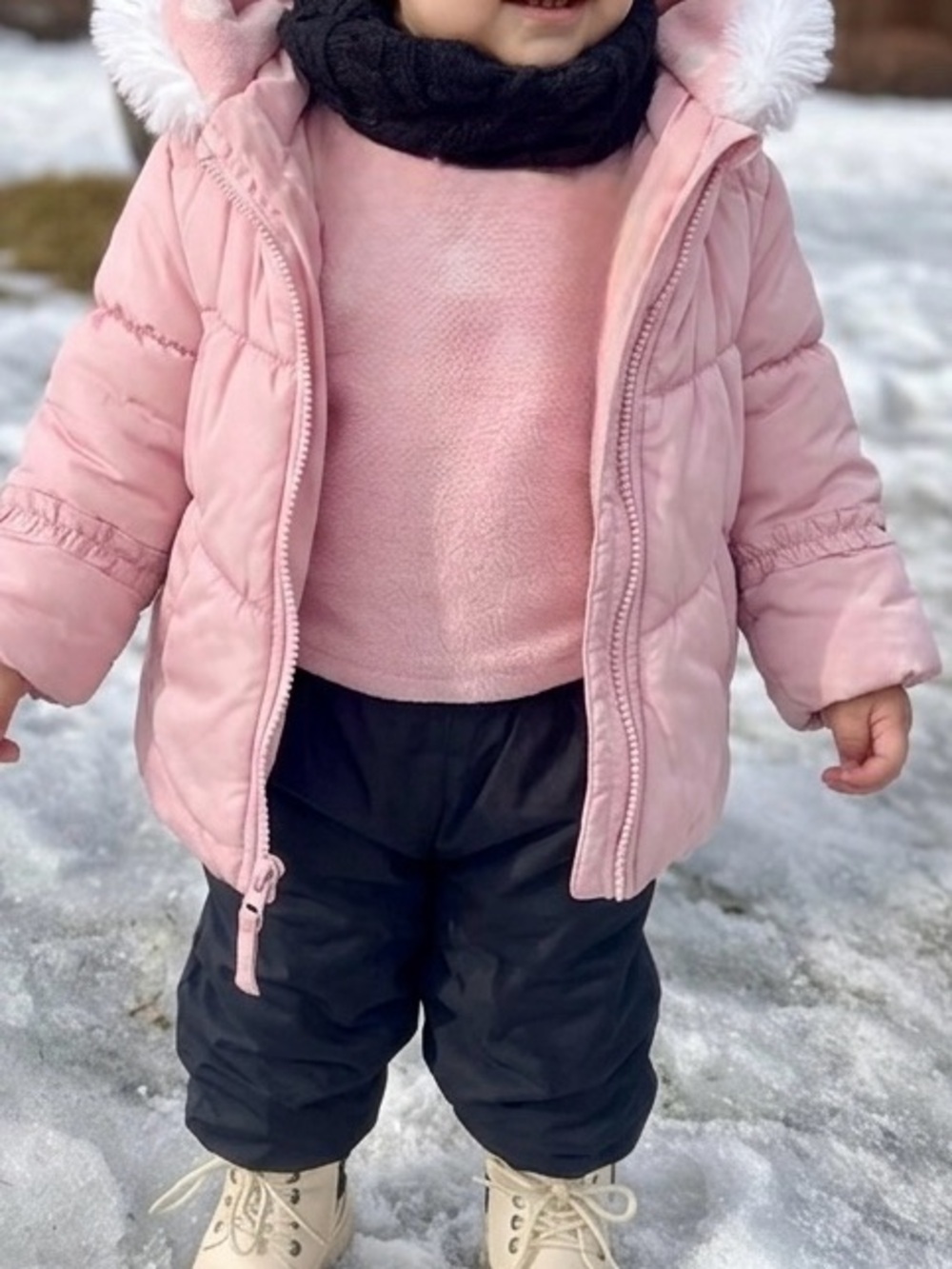 London Fog Light Pink Toddler Puffer Jacket with Hood